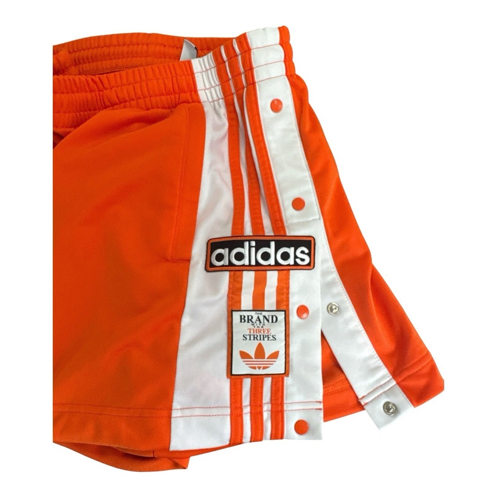 adidas Originals Adibreak Shorts Womens Size L Large Orange White Striped Retro - Picture 2 of 7